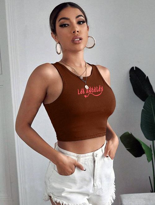 women printed sleeveless crop top  - 21738145 -  Standard Image - 0