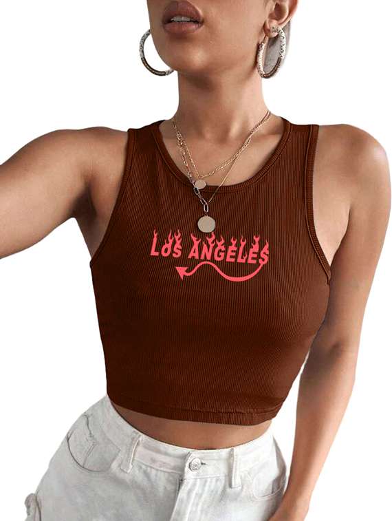 women printed sleeveless crop top - 21738145 - Standard Image - 3