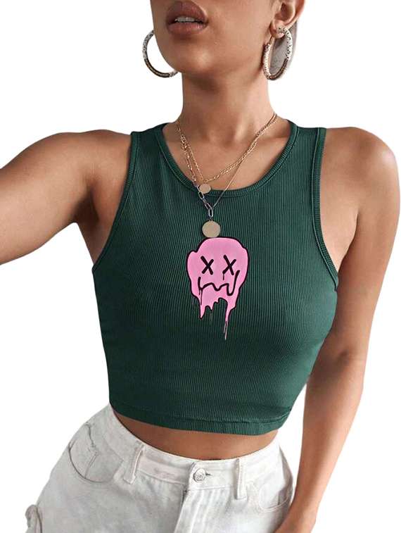 women printed sleeveless crop top  - 21738154 -  Standard Image - 3
