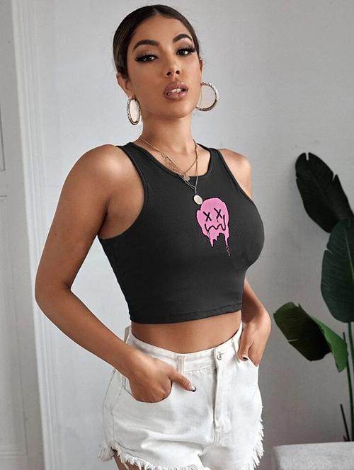 women printed sleeveless crop top - 21738157 - Standard Image - 0