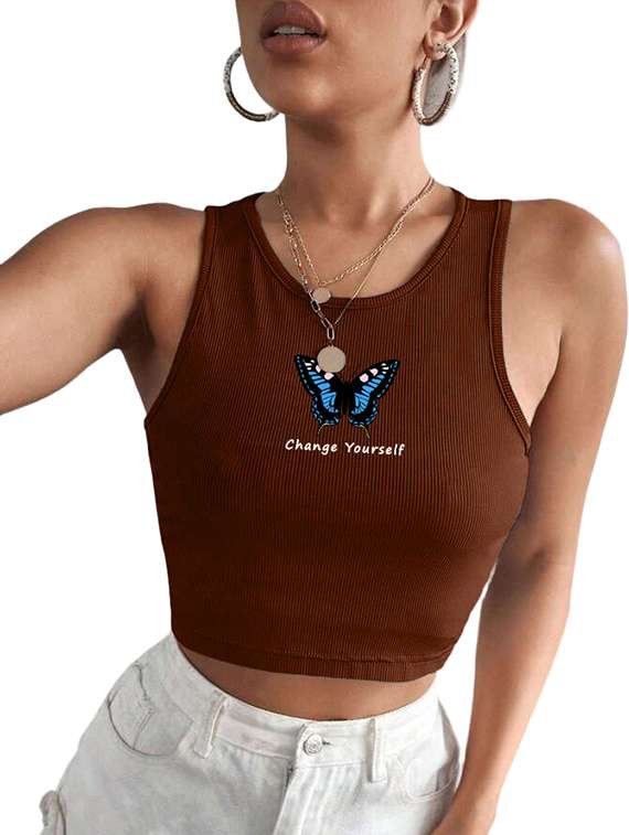 women printed sleeveless crop top  - 21738160 -  Standard Image - 3