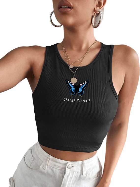 women printed sleeveless crop top  - 21738161 -  Standard Image - 3