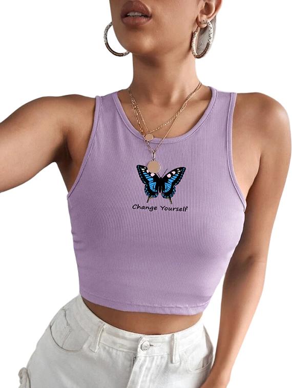 women printed sleeveless crop top - 21738162 - Standard Image - 3
