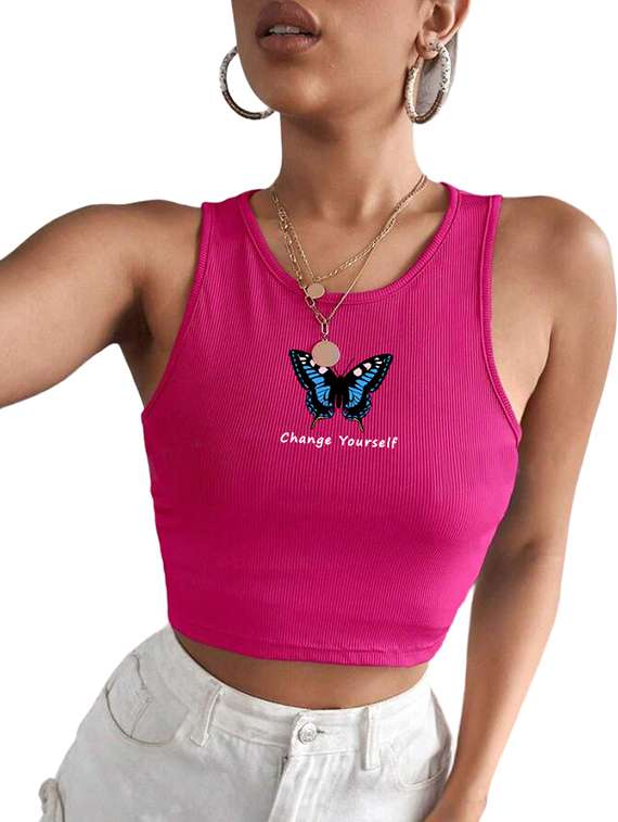 women printed sleeveless crop top  - 21738163 -  Standard Image - 3