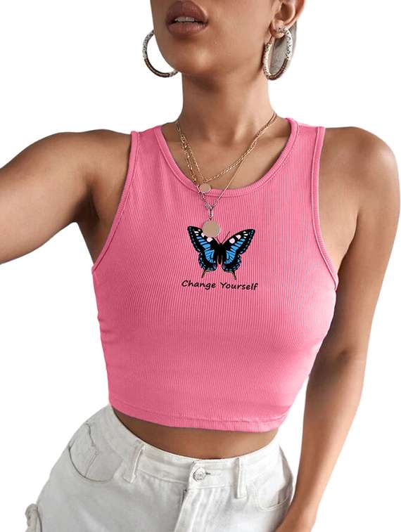 women printed sleeveless crop top  - 21738165 -  Standard Image - 3