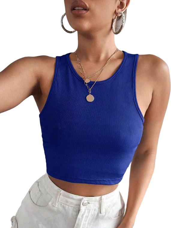 women plain sleeveless crop top - 21738168 - Standard Image - 3