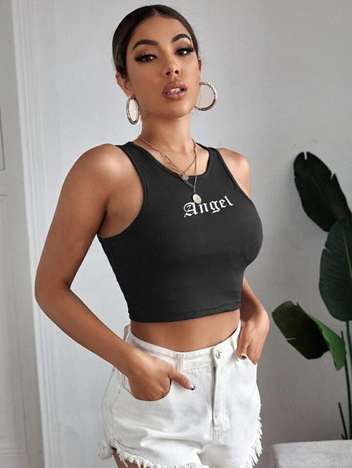 women printed sleeveless crop top - 21738191 - Standard Image - 0