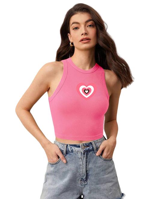 women printed sleeveless crop top - 21738220 - Standard Image - 0