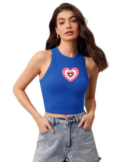 women printed sleeveless crop top - 21738221 - Standard Image - 0