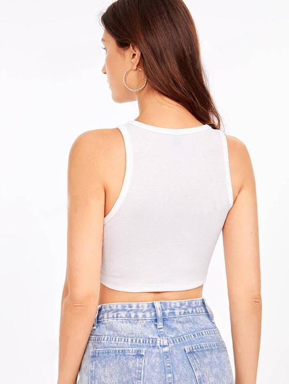 women printed sleeveless crop top - 21738243 - Standard Image - 3