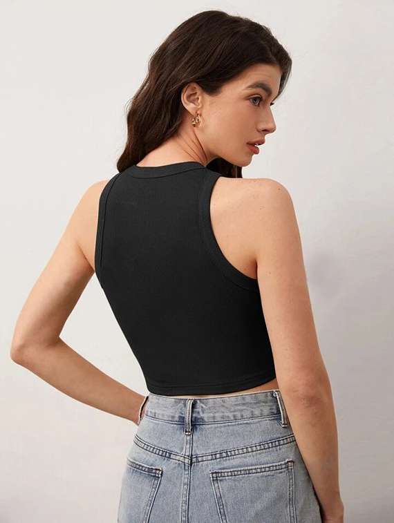 women printed sleeveless crop top  - 21738245 -  Standard Image - 3