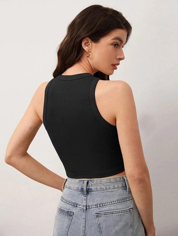 women printed sleeveless crop top - 21738250 - Standard Image - 3