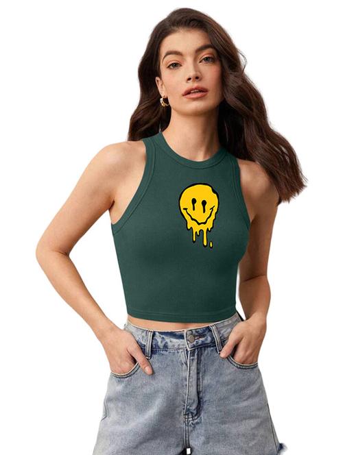 women printed sleeveless crop top - 21738266 - Standard Image - 0