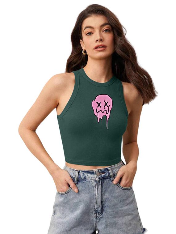 women printed sleeveless crop top  - 21738275 -  Zoom Image - 0