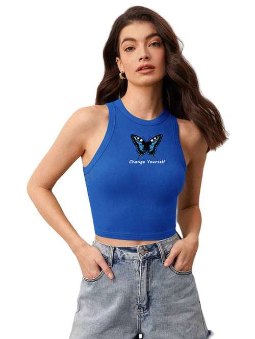 women printed sleeveless crop top  - 21738283 -  Standard Image - 0