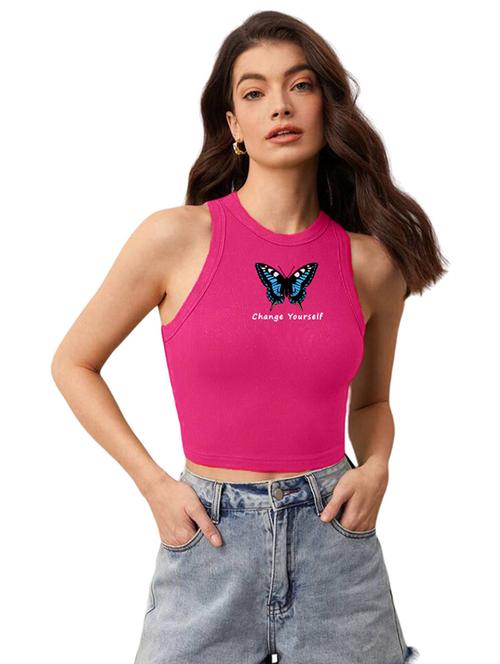 women printed sleeveless crop top - 21738284 - Standard Image - 0