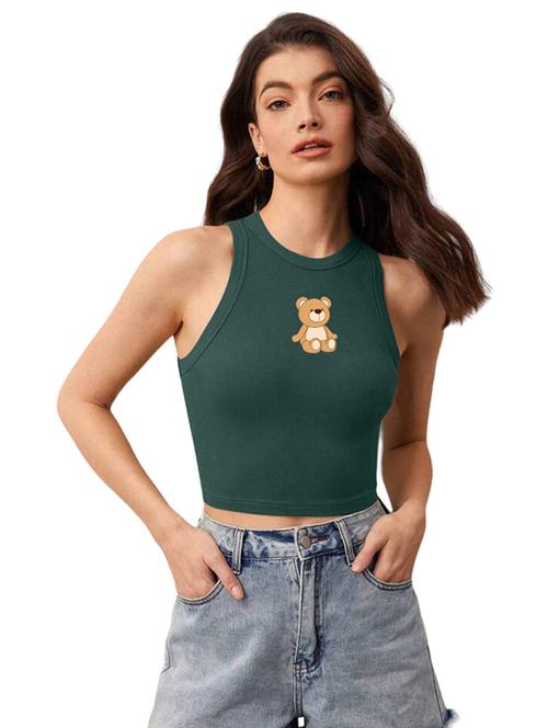 women printed sleeveless crop top - 21738293 - Standard Image - 0