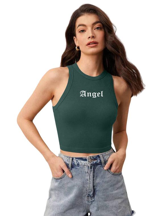 women printed sleeveless crop top - 21738311 - Zoom Image - 0