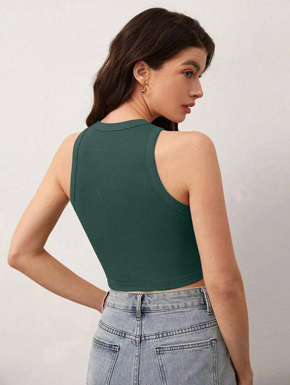 women printed sleeveless crop top - 21738311 - Standard Image - 3
