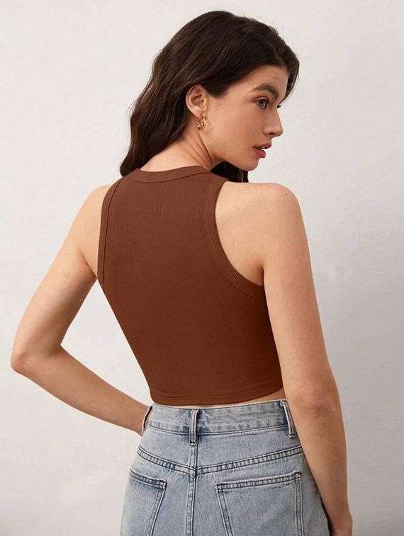 women printed sleeveless crop top - 21738312 - Standard Image - 3