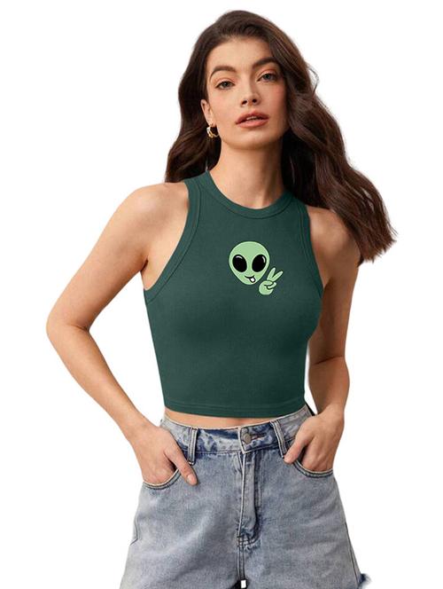 women printed sleeveless crop top - 21738321 - Standard Image - 0