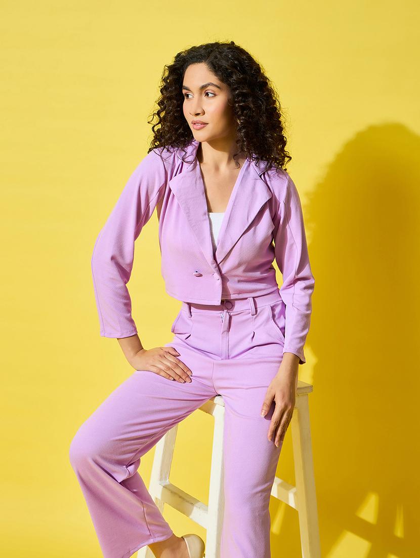 women solid crop formal blazer - 21738370 - Standard Image - 5