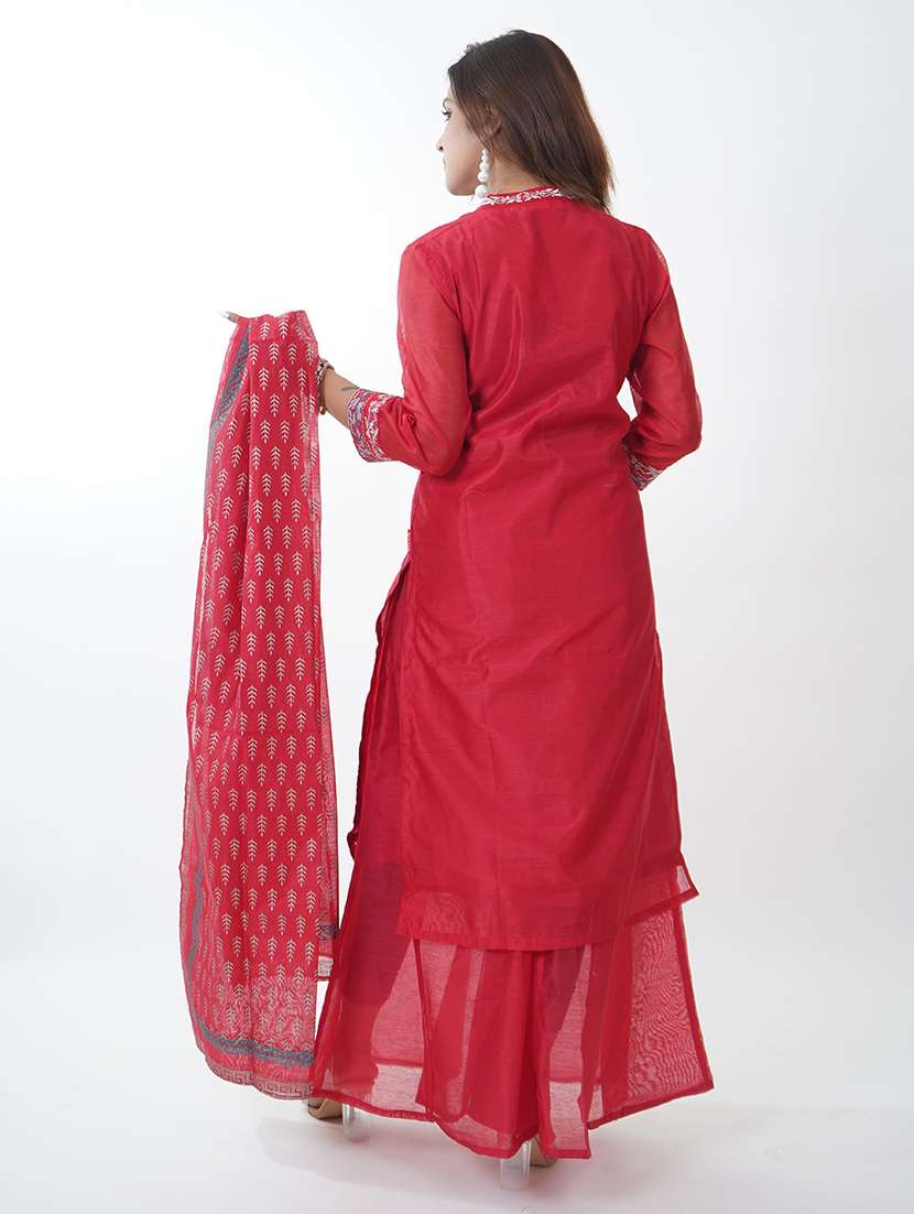 women embroidered kurta palazzo set with duaptta - 21738418 -  Standard Image - 3