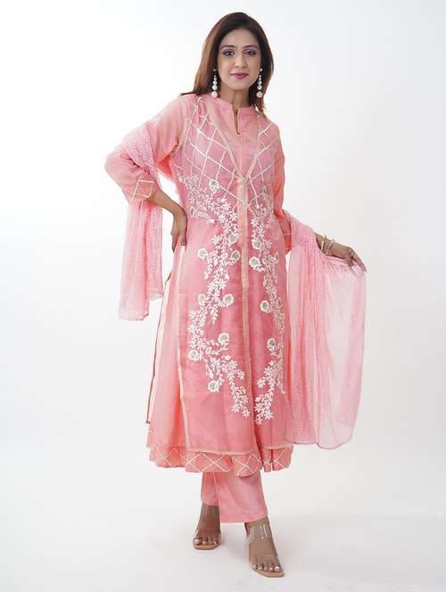 women embroidered kurta pant set with dupatta - 21738421 -  Standard Image - 0