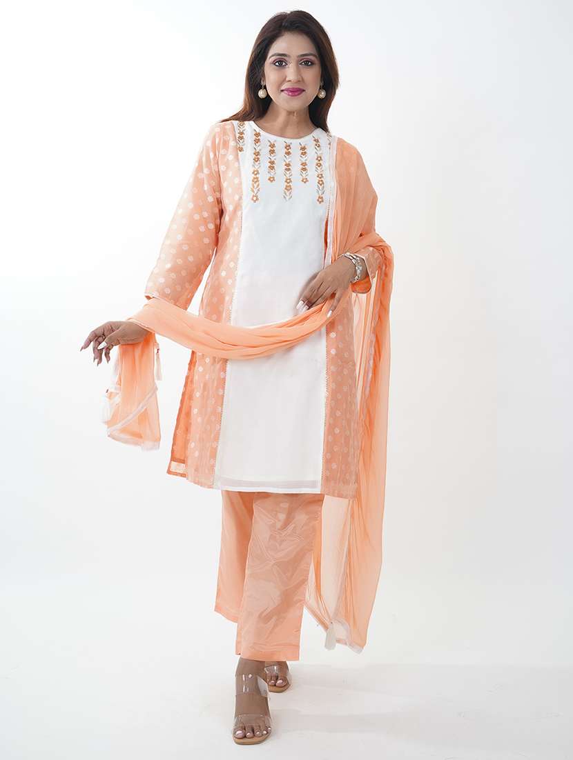 women embroidered kurta pant set with dupatta