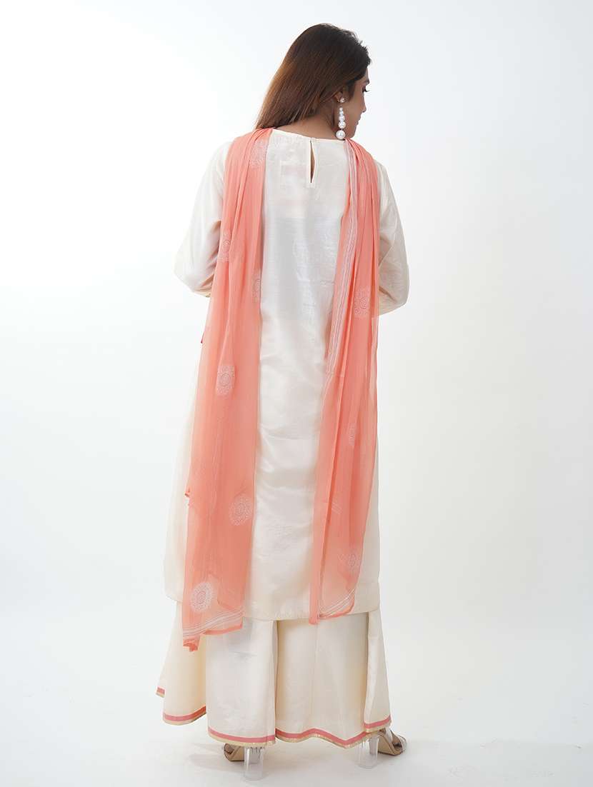 women embroidered kurta palazzo set with dupatta - 21738427 -  Standard Image - 3