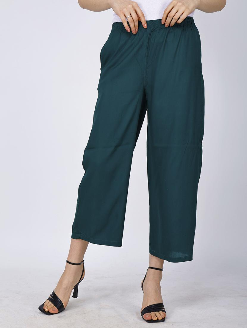 women teal solid straight palazzo - 21738433 - Zoom Image - 0