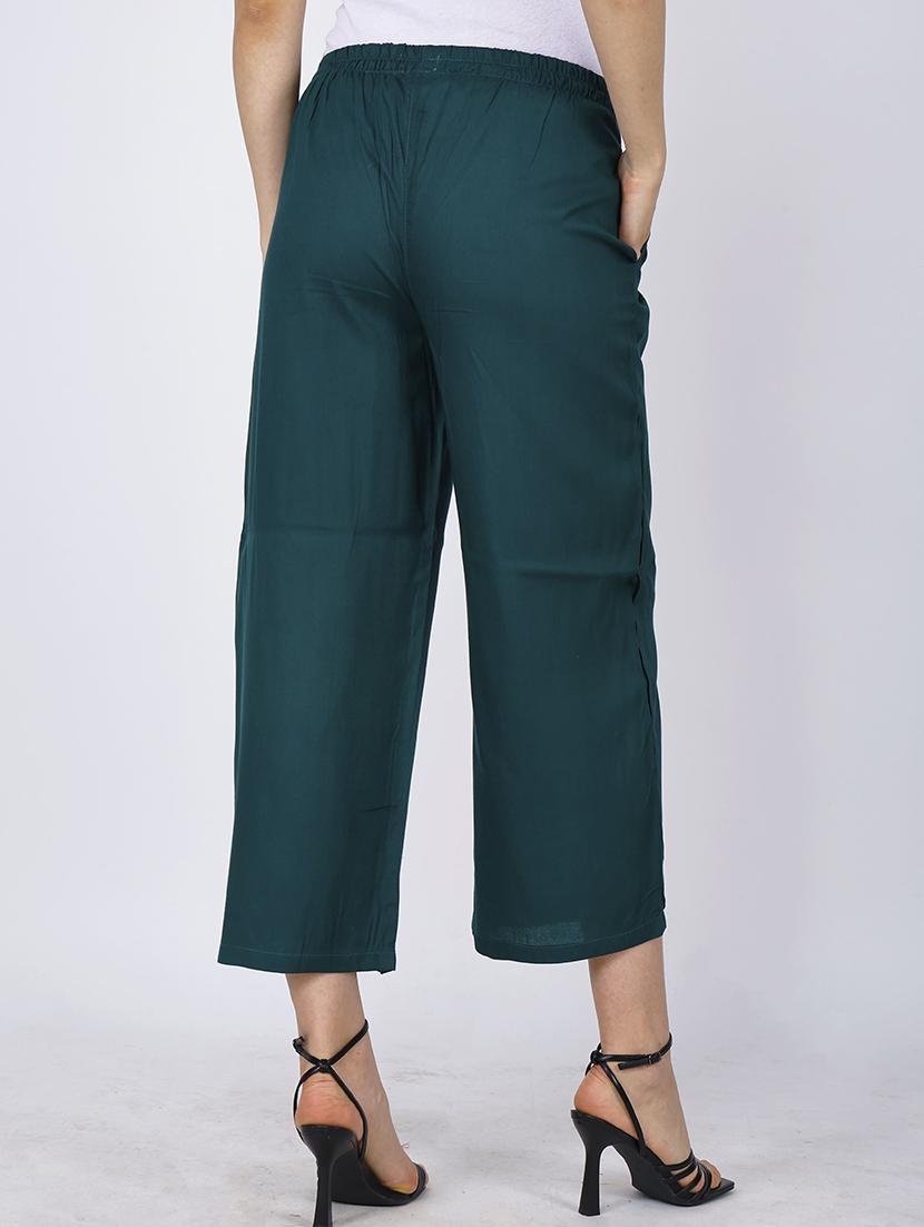 women teal solid straight palazzo - 21738433 - Standard Image - 3