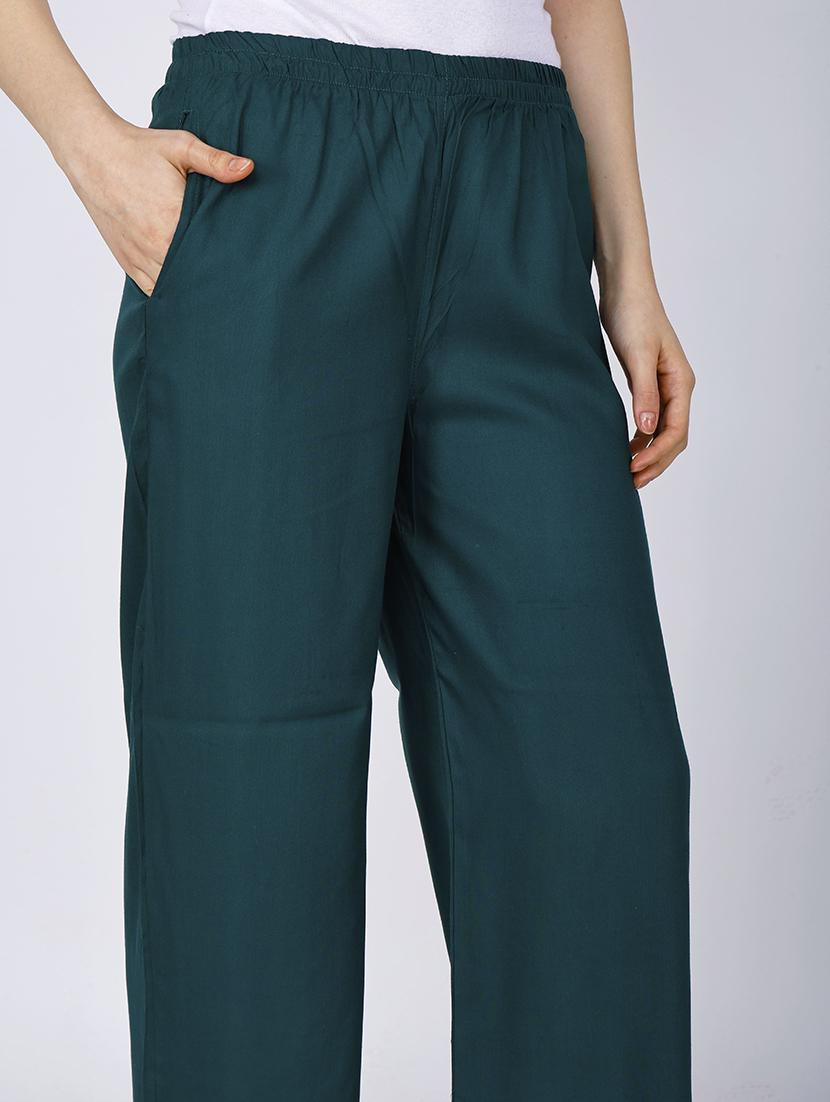 women teal solid straight palazzo - 21738433 - Standard Image - 5
