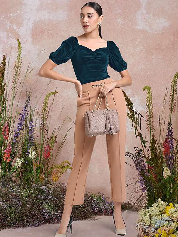 women sweetheart neck solid regular top - 21738438 -  Standard Image - 3