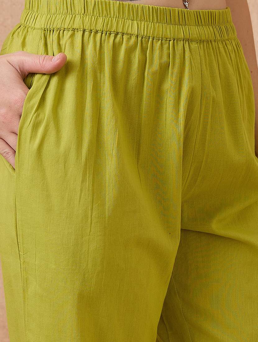 globus women green gotta patti yoke detail v-neck lurex work festive kurta & straight pant set - 21738584 - Standard Image - 5