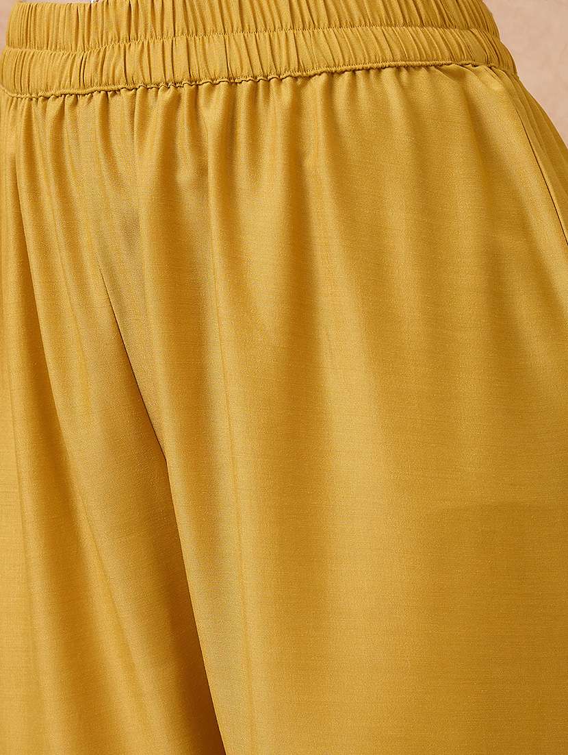 globus women yellow sequin lace detail v-neck straight kurta with sharara & dupatta festive set - 21738594 - Standard Image - 5