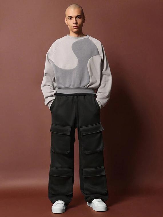 men solid mid rise baggy cargo - 21738692 - Standard Image - 3
