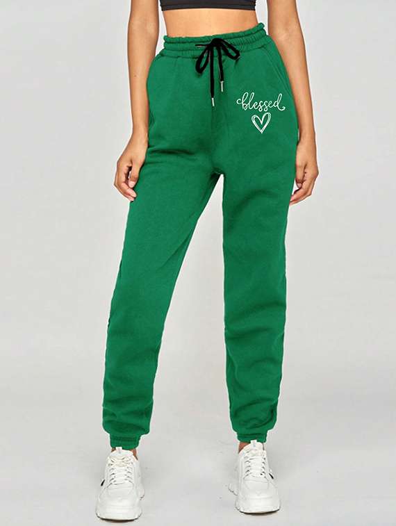 women printed high rise joggers