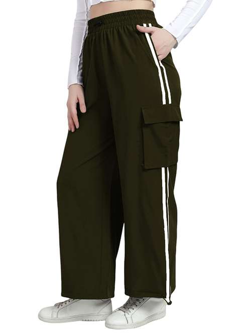 women solid high rise track pant - 21739057 -  Standard Image - 0