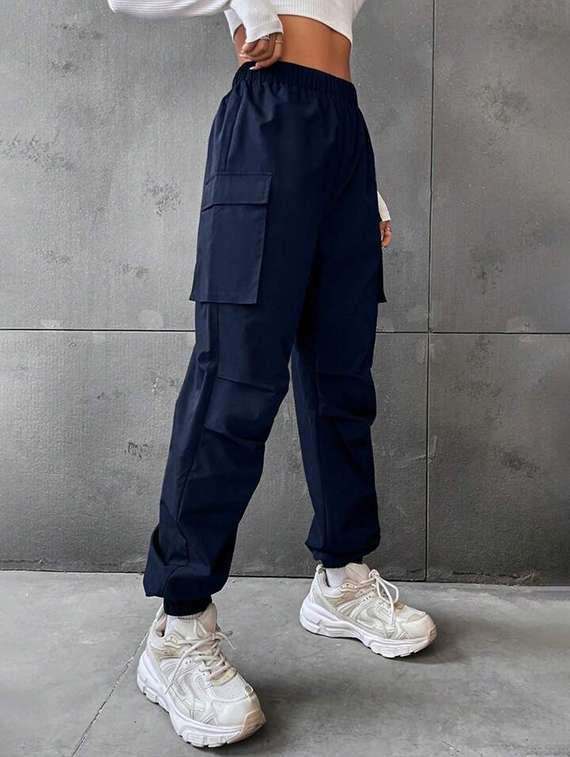 women solid high rise joggers - 21739070 -  Zoom Image - 0