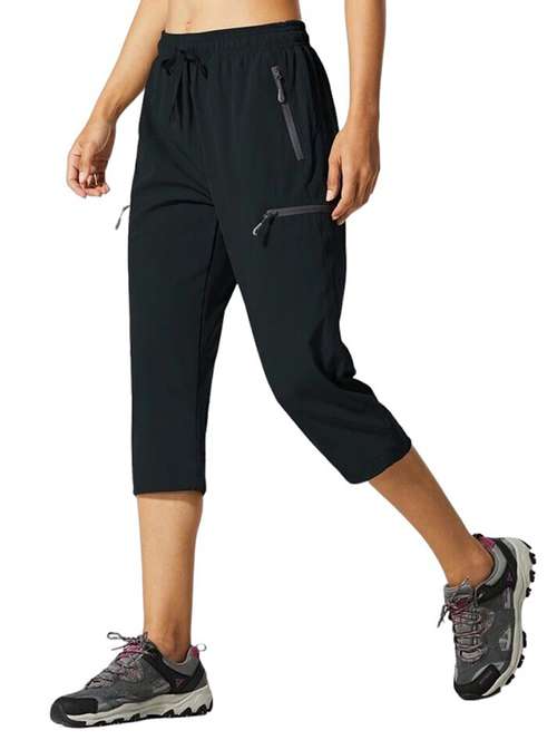 women solid mid rise cropped track pant - 21739349 - Standard Image - 0