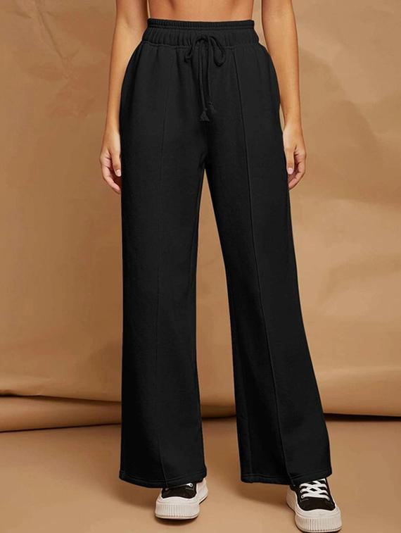 women solid mid rise track pant