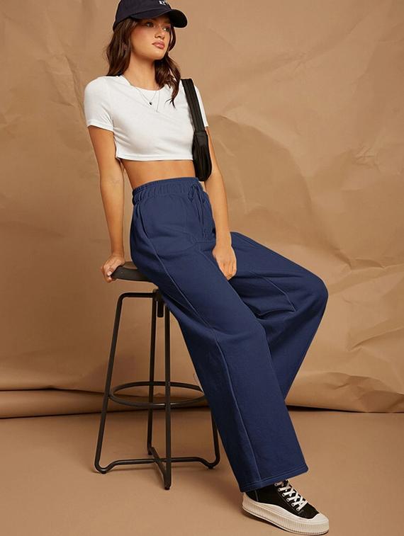 women solid mid rise track pant - 21739468 - Standard Image - 3
