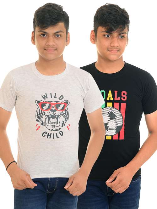 boys pack of 2 front print t-shirt - 21740033 -  Standard Image - 0