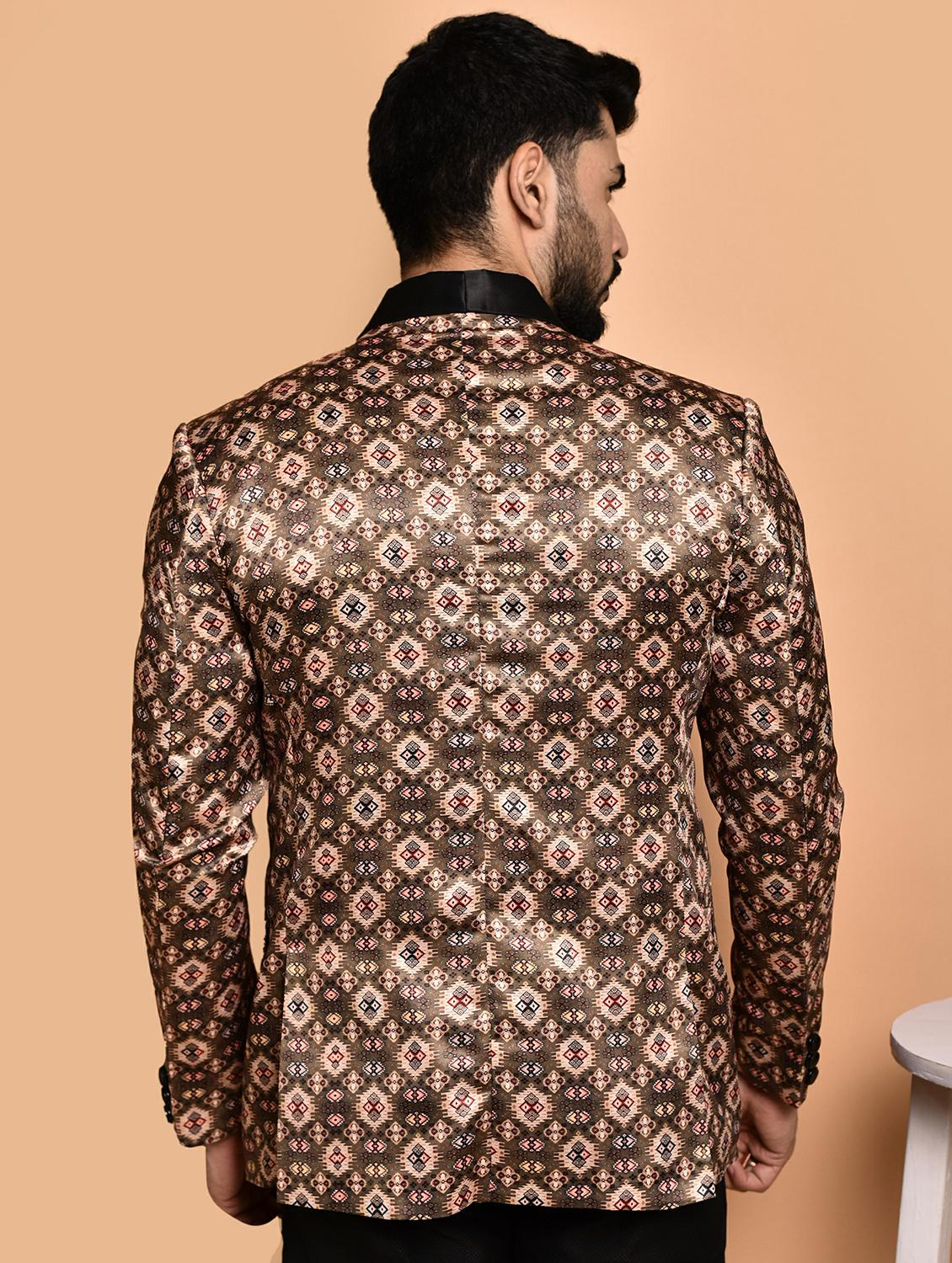 men printed single breasted long sleeve blazer - 21740097 - Standard Image - 3