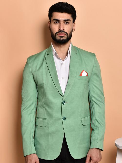 men solid single breasted long sleeve blazer - 21740145 -  Standard Image - 0