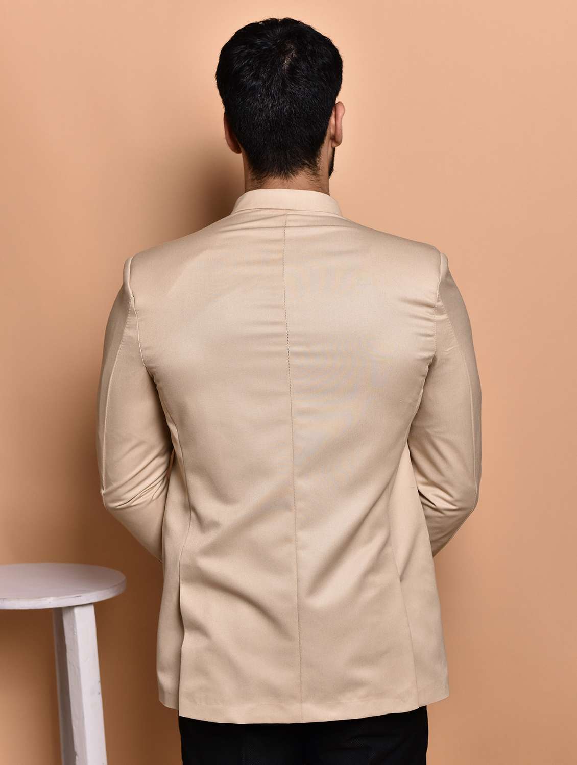 men solid mandarin neck casual blazer - 21740152 -  Standard Image - 3