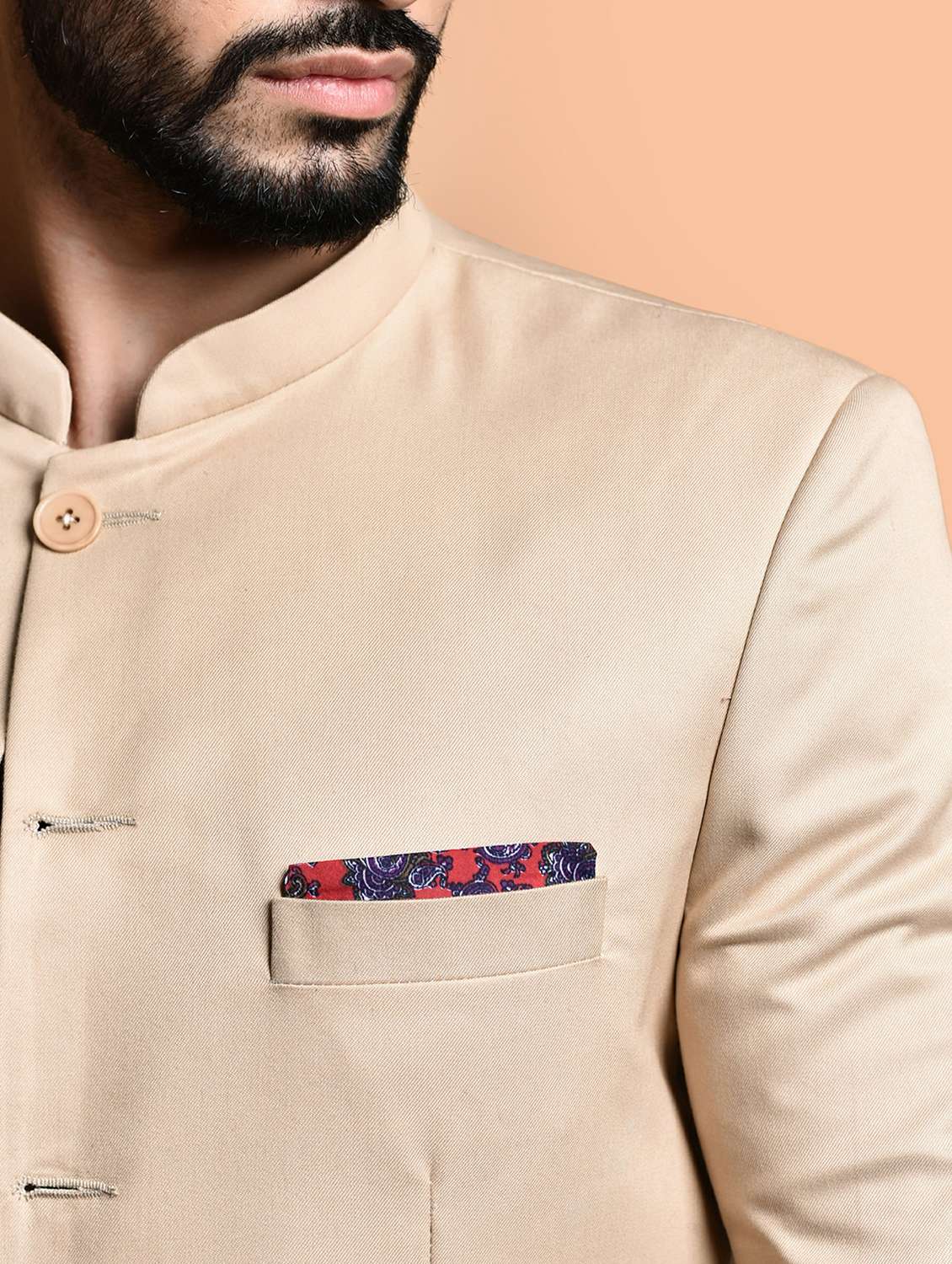 men solid mandarin neck casual blazer - 21740152 -  Standard Image - 5