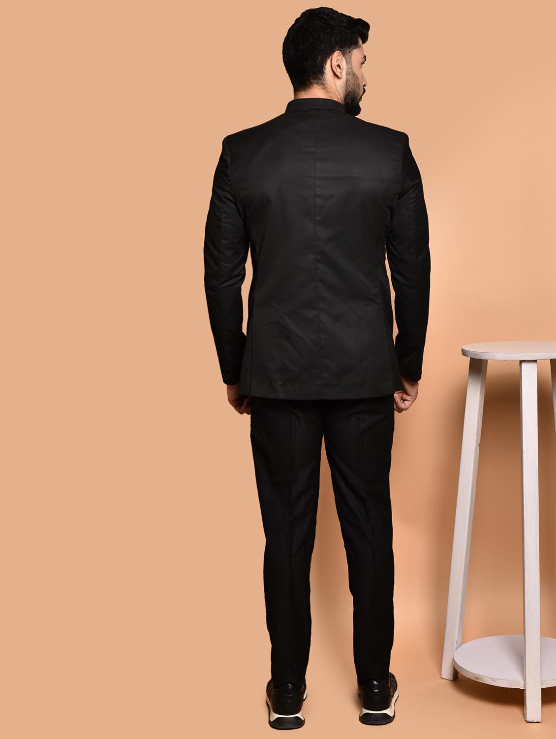 black cotton blend single breasted casual blazer - 21740179 - Standard Image - 3