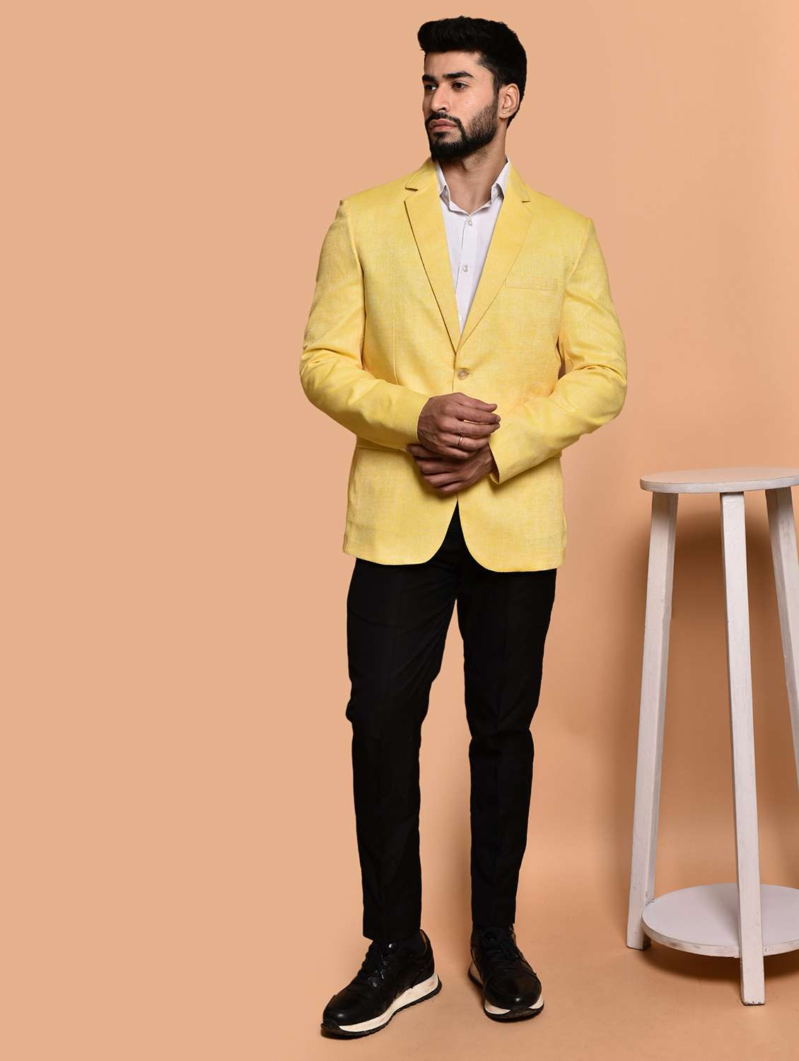 men solid single breasted long sleeve blazer - 21740182 -  Standard Image - 3